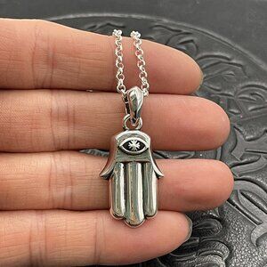 Chrome Heart Buddha Hand Pendant Necklace